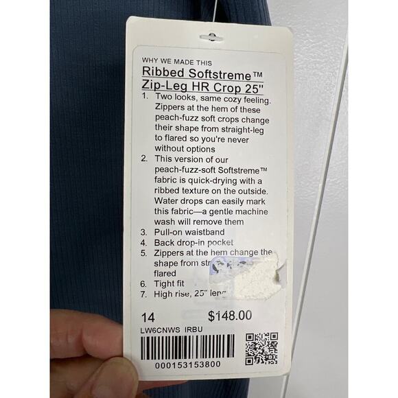 Lululemon Ribbed Softstreme Zip Leg High Rise Crop 25" in Gray/Blue Size 14 NWT - Picture 4 of 8